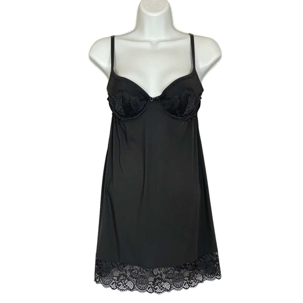 Victoria's Secret Negligee Black 34B Lace Intimates Lingerie Teddy